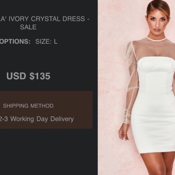 House of CB ‘Nikola’ Ivory Crystal Dress - Picture 2 of 5